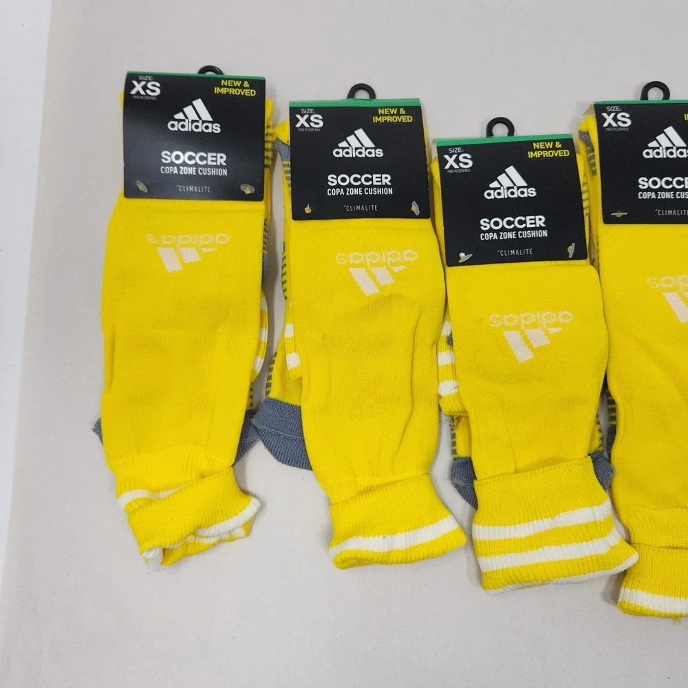Lot of 5 Adidas Youth Yellow Climalite Soccer Socks w/ Copa Zone Cushion